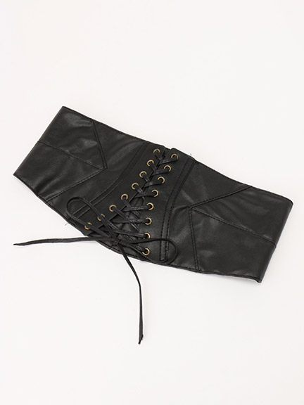 レザー風レースアップベルト