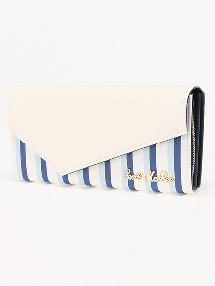 爽やかストライプ柄ロングウォレット