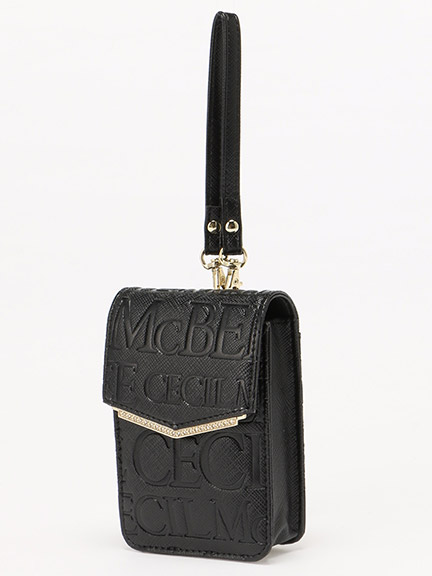 ラインストーン付型押しロゴマルチケース