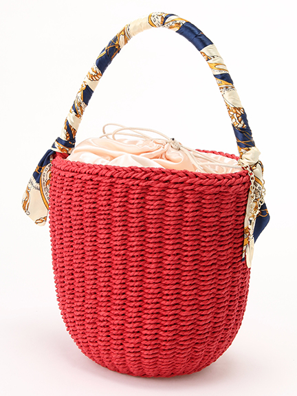 チャーム付きスカーフハンドルカゴBAG