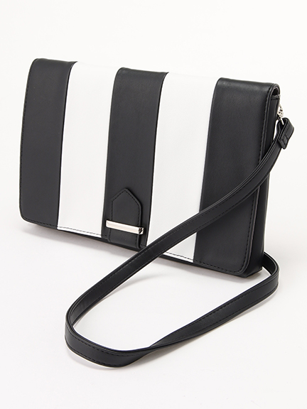 配色ストライプショルダーBAG