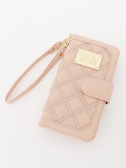 ミラー付きキルティングデザインiphoneケース