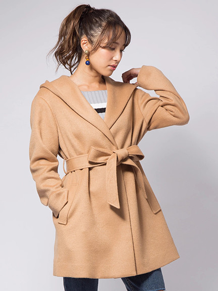 HOODED GOWN COAT