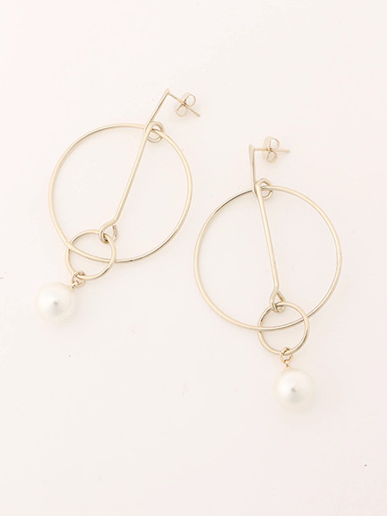 パール風ビーズ付きリングピアス