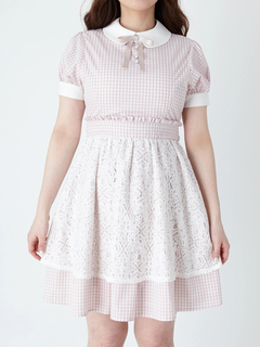 オーバーレースギンガムワンピース