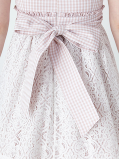 オーバーレースギンガムワンピース