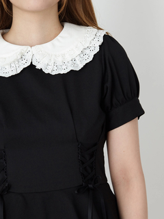 レースアップぺプラムタイトワンピース