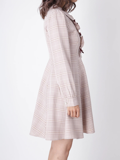 フロントリボンチェックワンピース