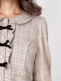 フロントリボンチェックワンピース