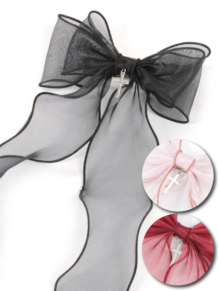 オーガンジーリボンバレッタ(ピンク)