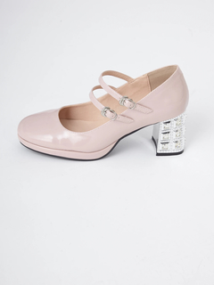 ビジューヒールストラップシューズ