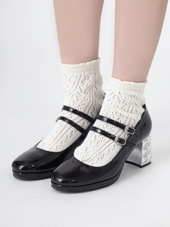 ビジューヒールストラップシューズ