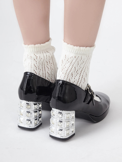 ビジューヒールストラップシューズ