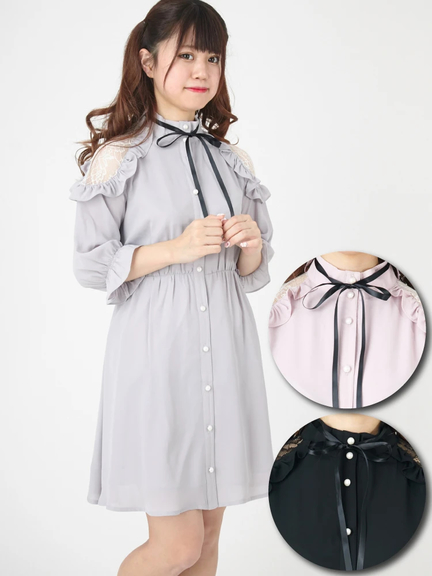 肩開きワンピース(グレー)