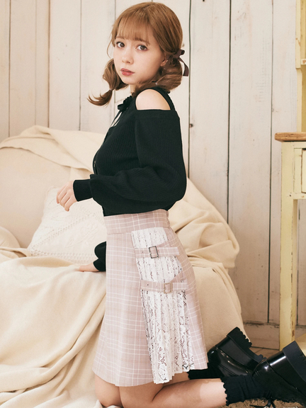 プリーツ切替SK(ブラウン)