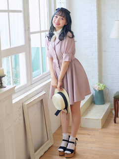 レーススカーフ付き前開きワンピース