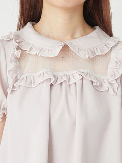 ドットチュールヨークベビードールワンピース