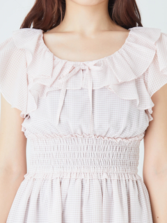 シアーチェックティアードロングOP