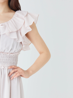 シアーチェックティアードロングOP