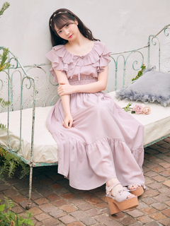 シアーチェックティアードロングOP