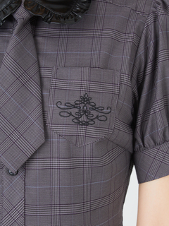 合皮衿タイ付きワンピース