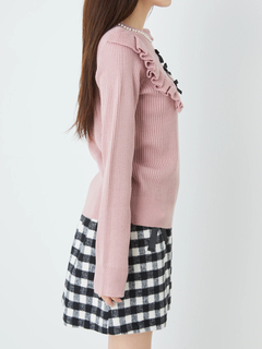 3つリボンフリルニット