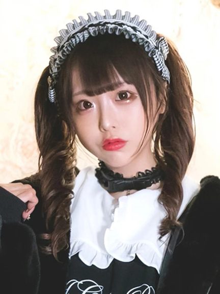 ヘッドドレス風フリルカチューシャ(ブラック)