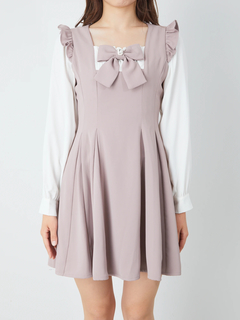 フロントリボンスクエアネックワンピース