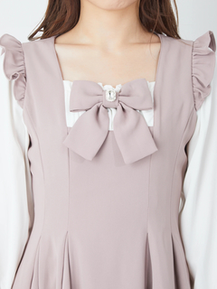 フロントリボンスクエアネックワンピース