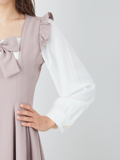 フロントリボンスクエアネックワンピース