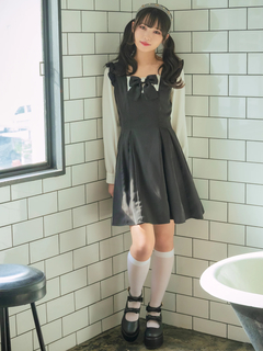 フロントリボンスクエアネックワンピース