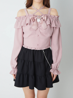 ぽんぽんリボンオフショルTOPS