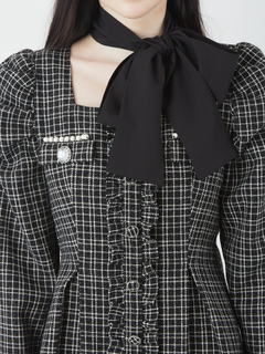 リボンスカーフ ツイードレディーワンピース