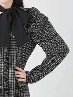 リボンスカーフ ツイードレディーワンピース