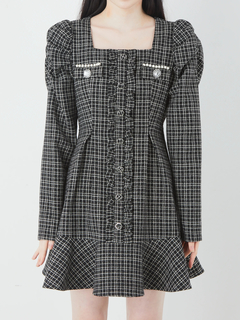 リボンスカーフ ツイードレディーワンピース