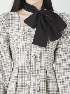 リボンスカーフ ツイードレディーワンピース