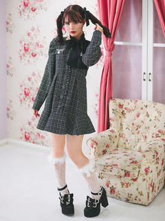 リボンスカーフ ツイードレディーワンピース