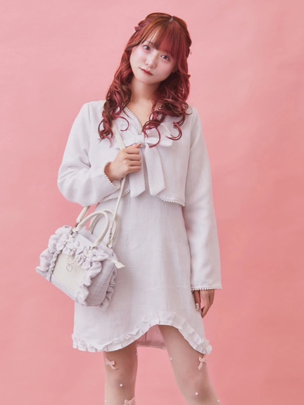 ツイードワンピース&ジャケットSET(ホワイト)