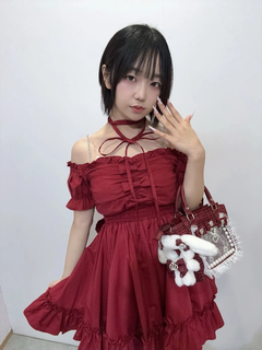 おリボンオフショルドーリーワンピース
