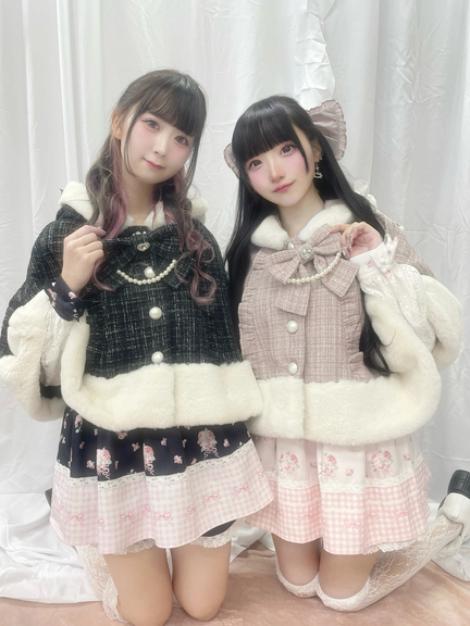 ネコちゃんキラキラツイードポンチョ(ホワイト)