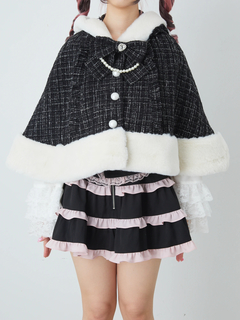 ネコちゃんキラキラツイードポンチョ