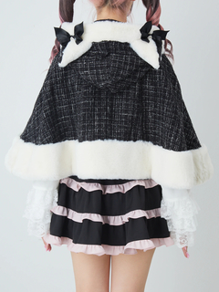 ネコちゃんキラキラツイードポンチョ