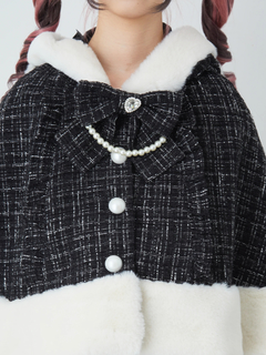 ネコちゃんキラキラツイードポンチョ