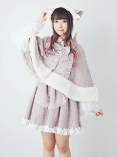 ネコちゃんキラキラツイードポンチョ