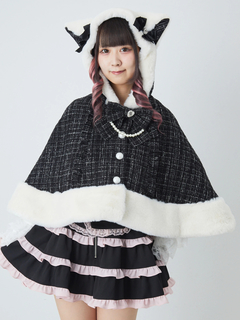 ネコちゃんキラキラツイードポンチョ