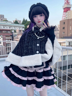 ネコちゃんキラキラツイードポンチョ