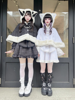 ネコちゃんキラキラツイードポンチョ