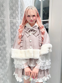 ネコちゃんキラキラツイードポンチョ