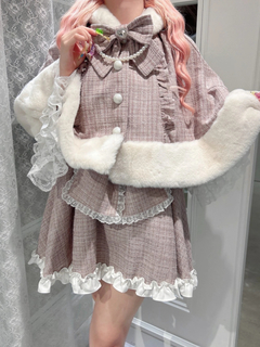 ネコちゃんキラキラツイードポンチョ