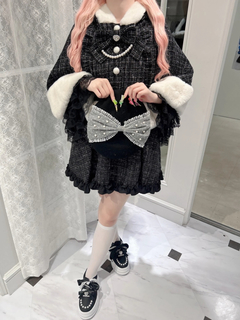 ネコちゃんキラキラツイードポンチョ